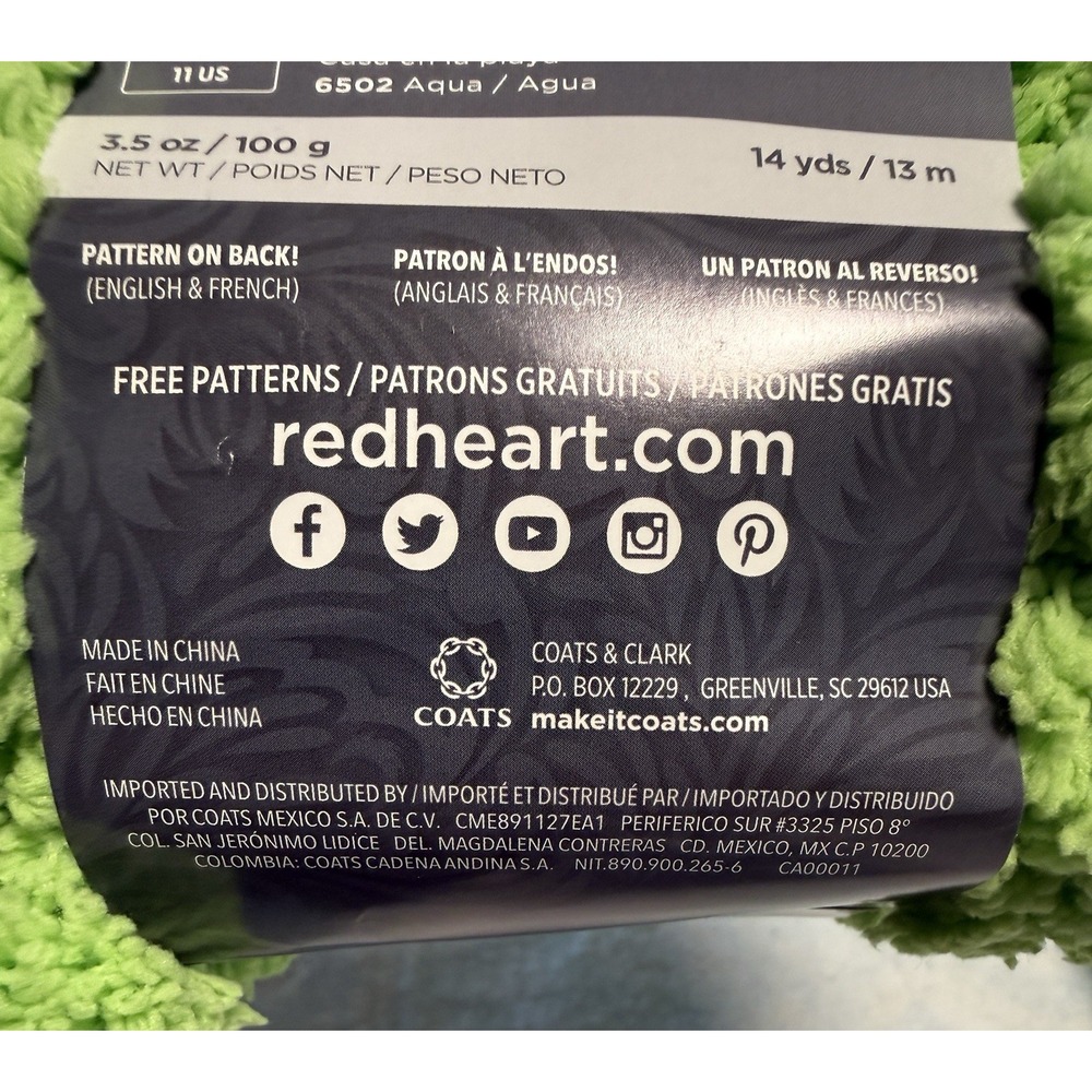 Pomp A Doodle Yarn Lime Green Red Heart Pom Pom 3 Skeins 14 yds Each E875 6024 - Picture 6 of 7